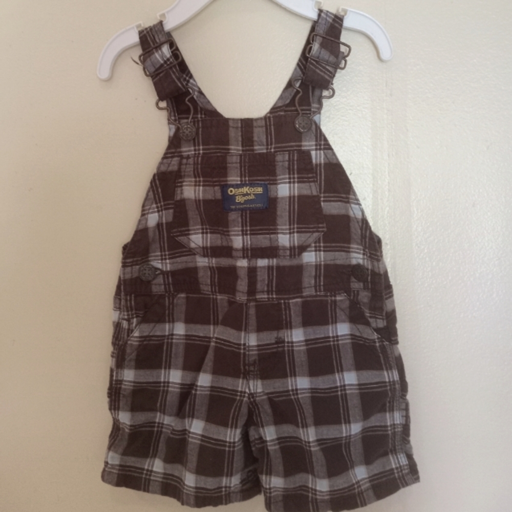 OshKosh B'gosh Brown Plaid Kids Overalls